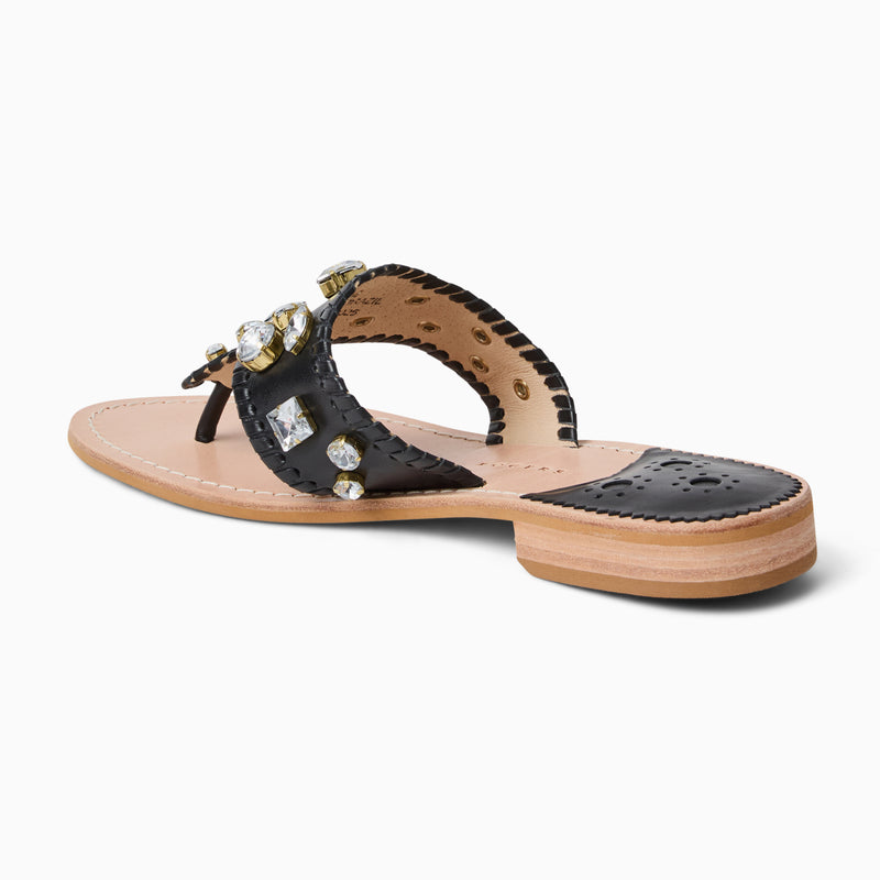 Jacks Jeweled Leather Flat Sandal