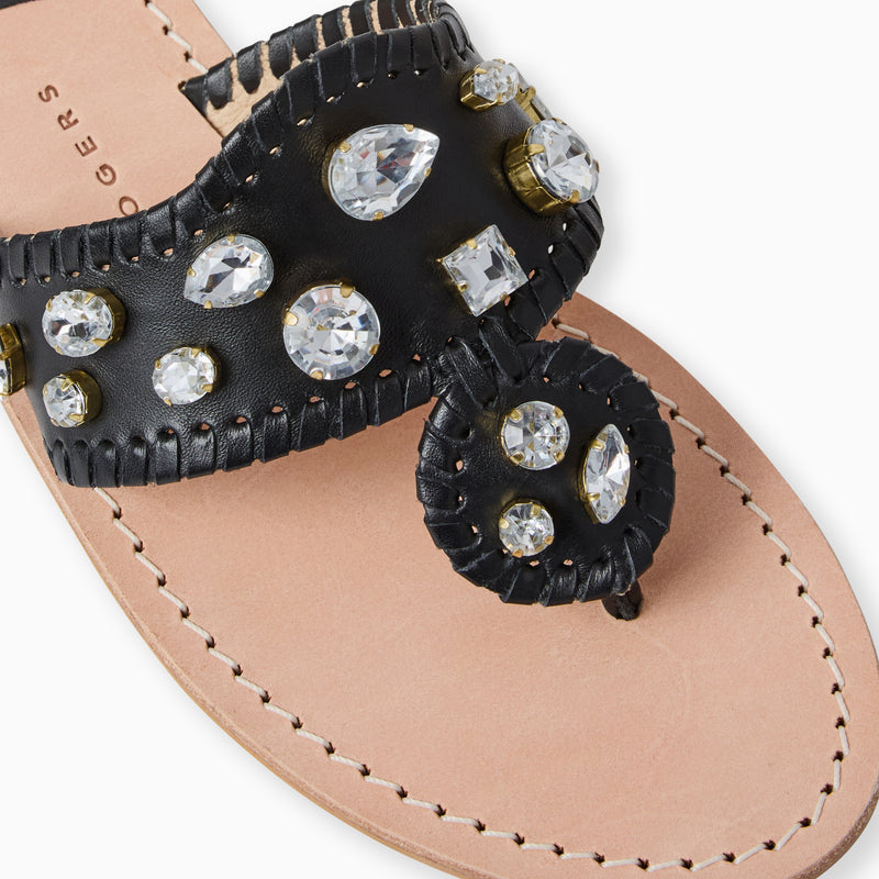 Jacks Jeweled Leather Flat Sandal