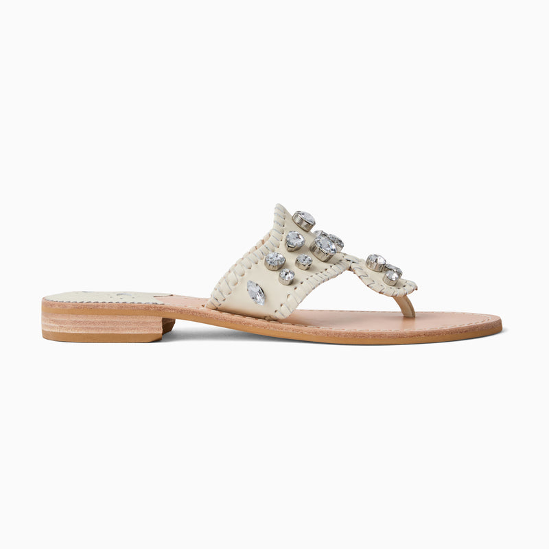 Jacks Jeweled Leather Flat Sandal