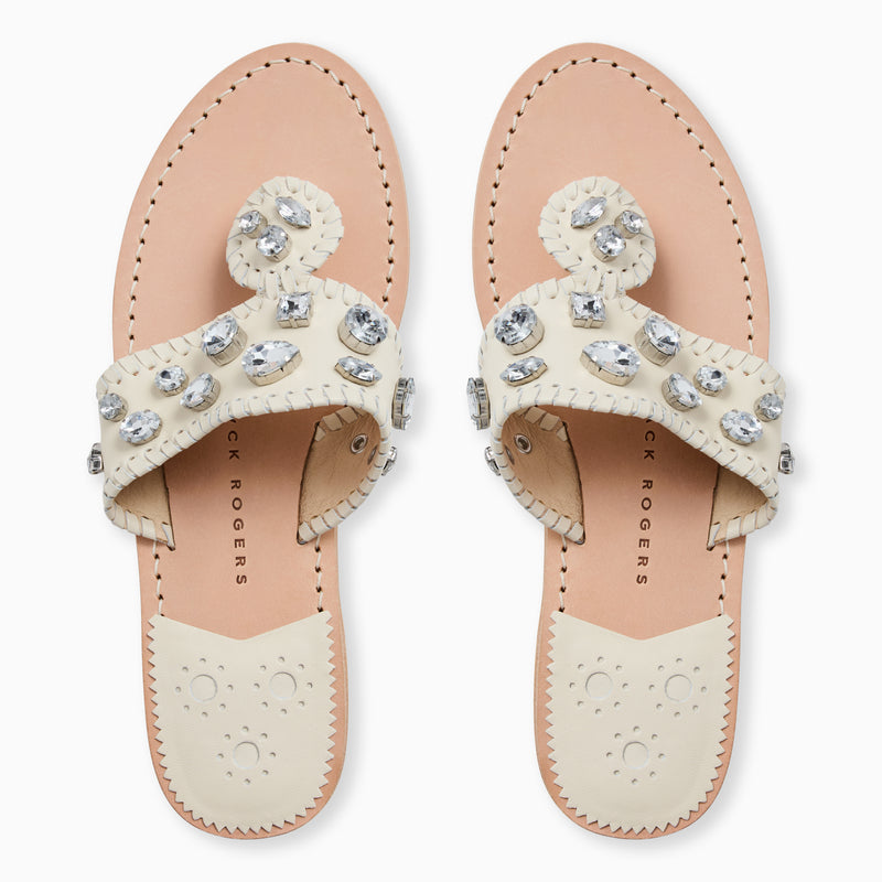 Jacks Jeweled Leather Flat Sandal
