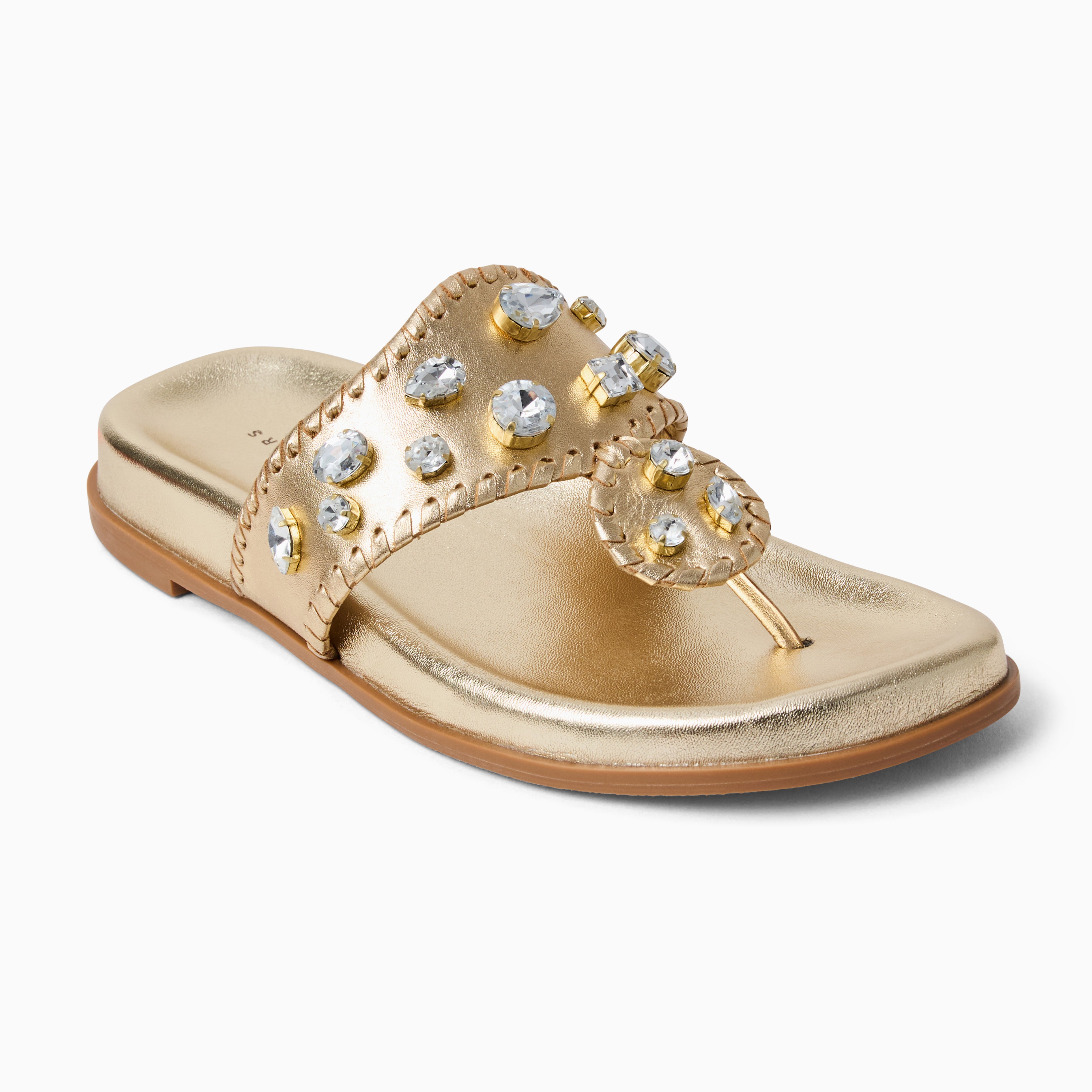 Jack Rogers Jacks Sport Jeweled Comfort Sandal – Platinum Leather