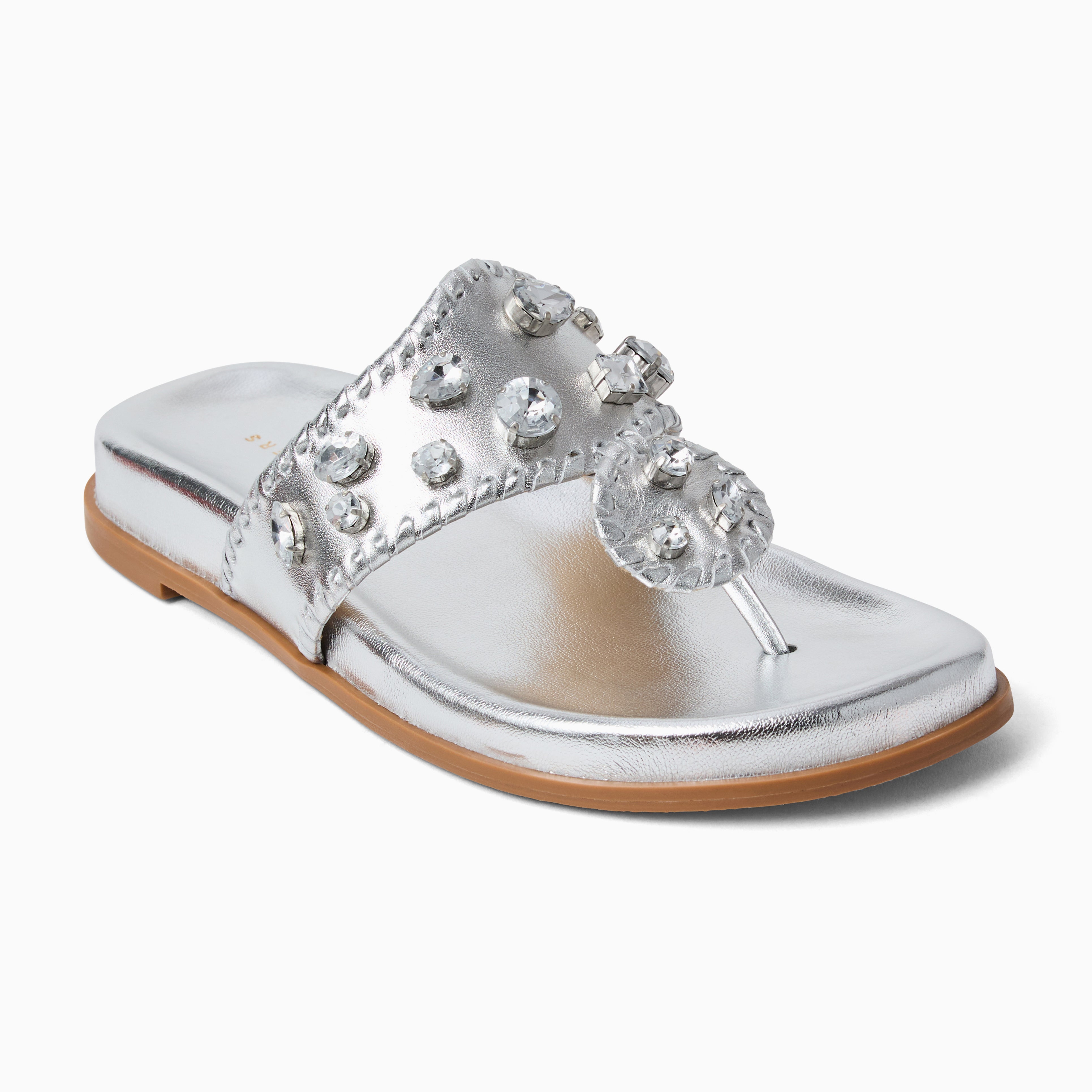 Jack Rogers シルバーサンダル 箱付き Jack Rogers Silver Sandals Jack Rogers Flat Sandal Silver