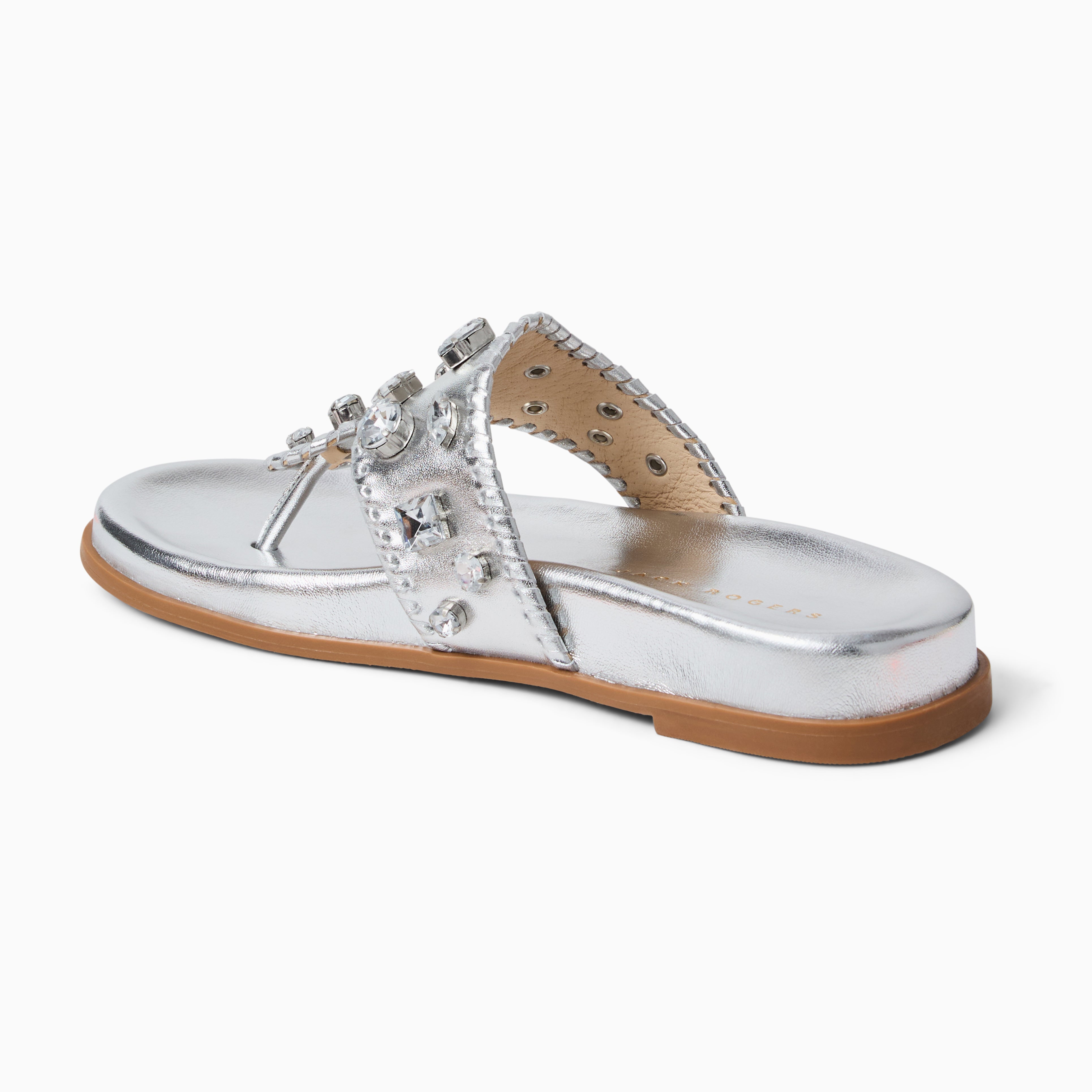 Jack Rogers Jacks Sport Jeweled Comfort Sandal – Silver Leather