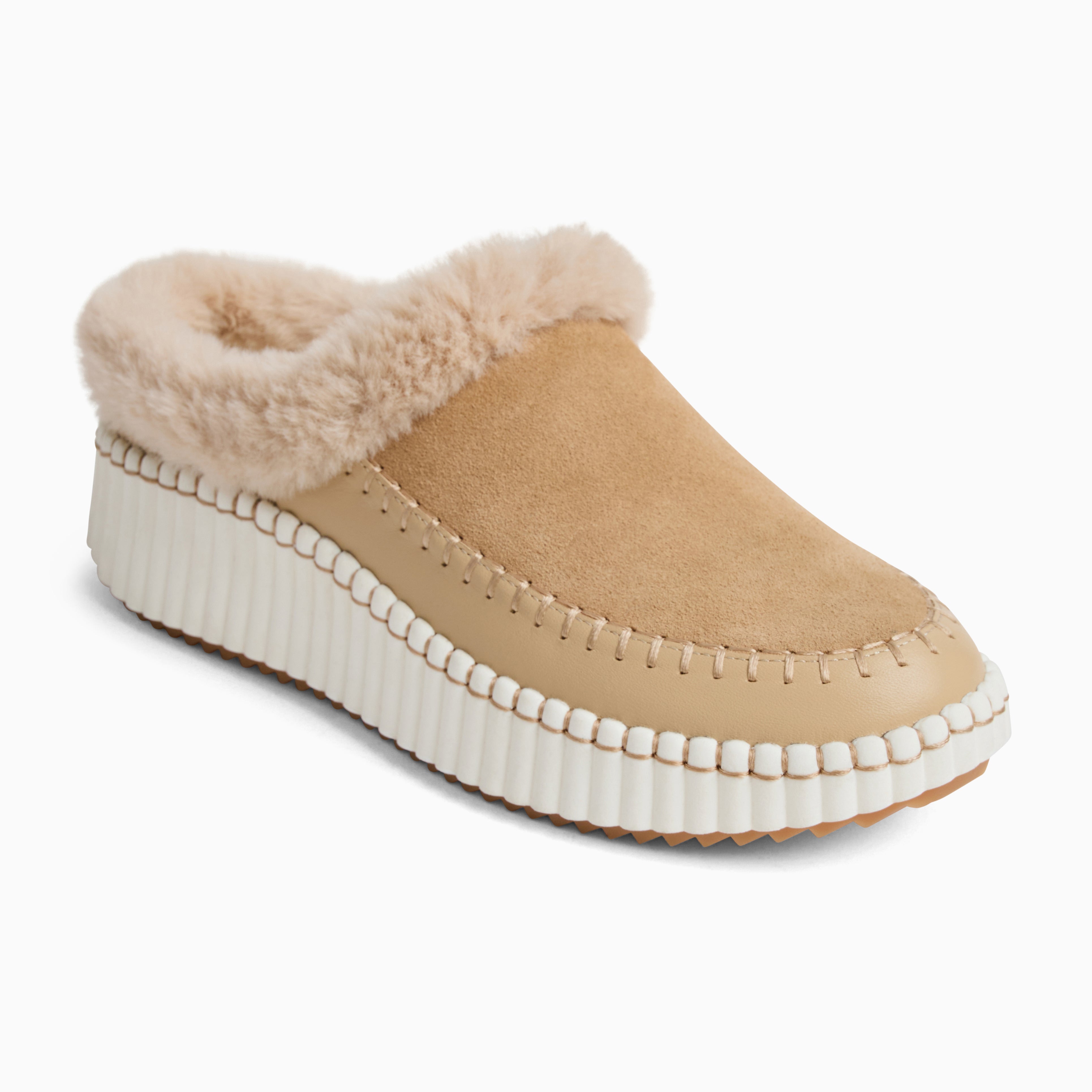 Jack Rogers Jolie Platform Sneaker Clog – Café au Lait Suede & Fur