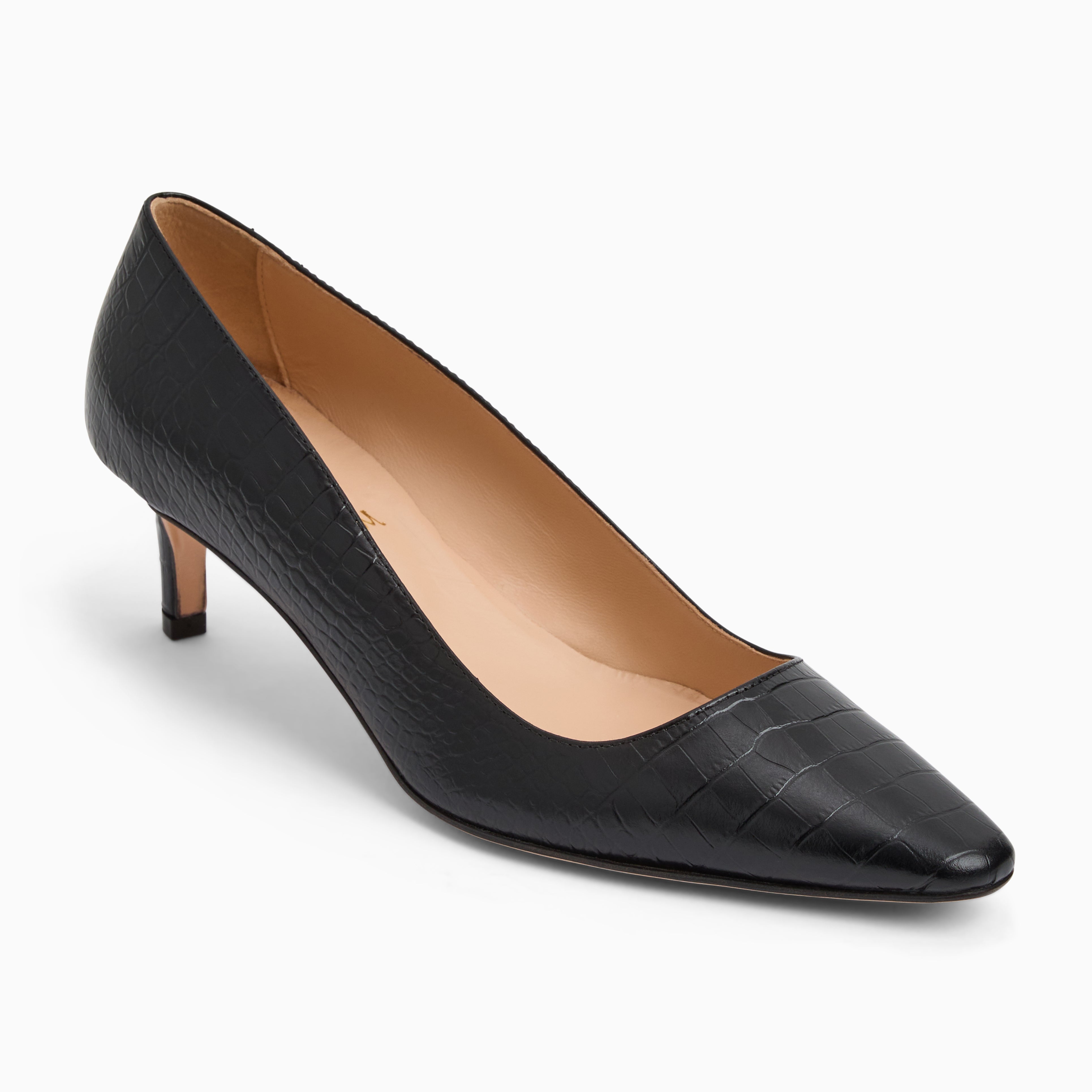 Jack Rogers Adelina Pump – Black Croc Italian Leather Heel – Jack