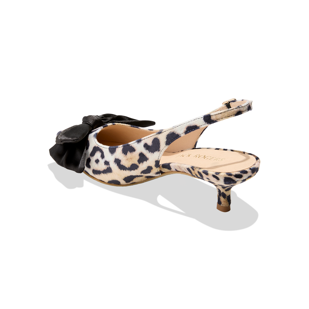 Jack Rogers Debra Leopard Print Bow Slingback Kitten Heel Pumps 8.5