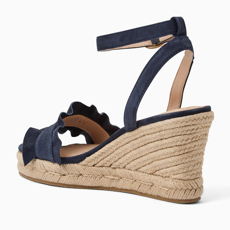 Rozette Suede Ruffle Wedge