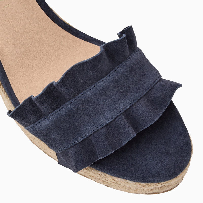 Rozette Suede Ruffle Wedge