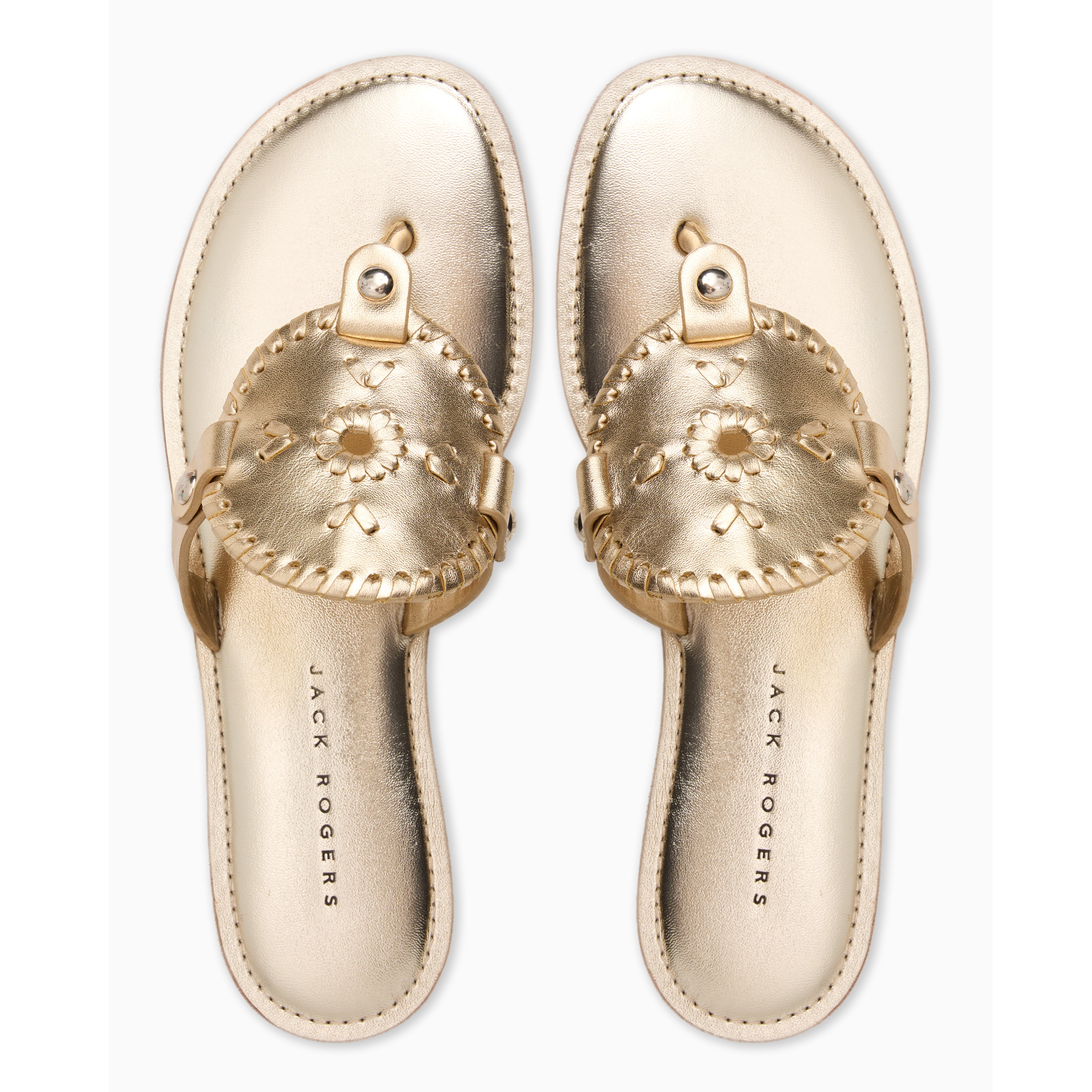 Jack Rogers Collins Sandal – Platinum Metallic Thong Sandal – Jack