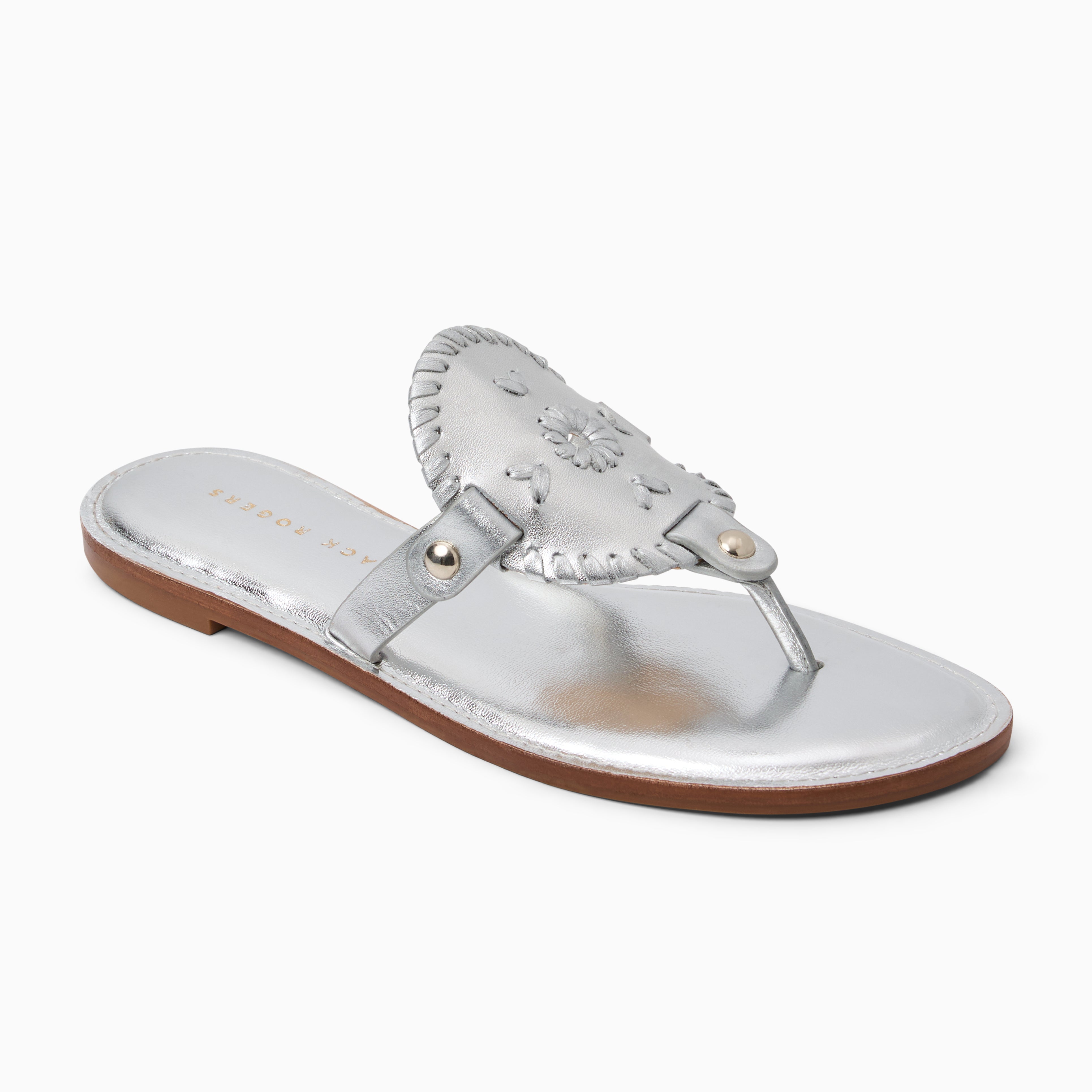 Jack Rogers シルバーサンダル 箱付き Jack Rogers Signature Jacks Flat Sandal | Patent Leather