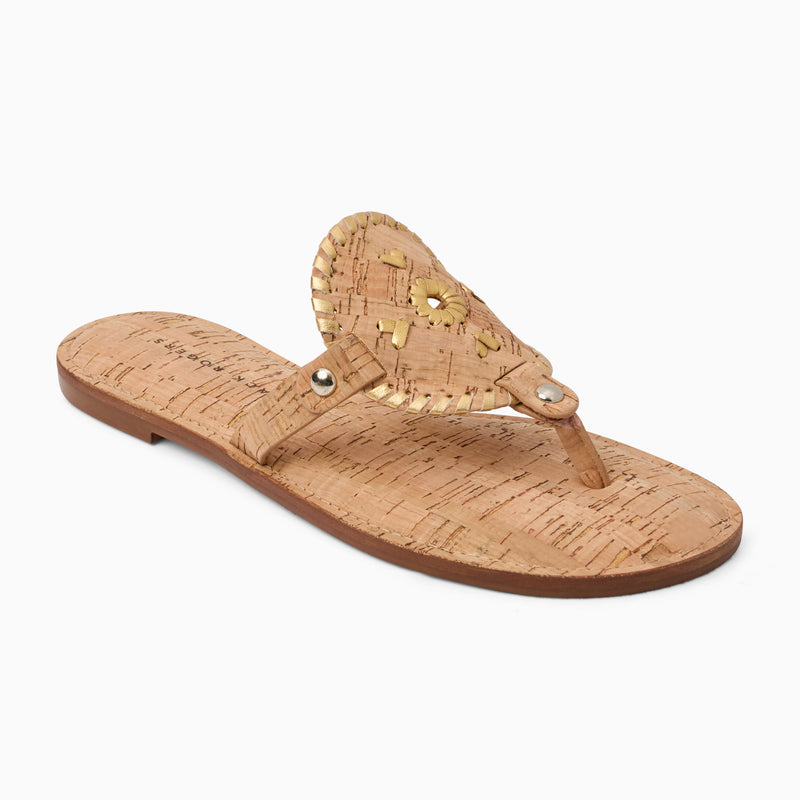 Collins Cork & Metallic Leather Flat Sandal