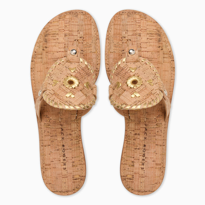 Collins Cork & Metallic Leather Flat Sandal