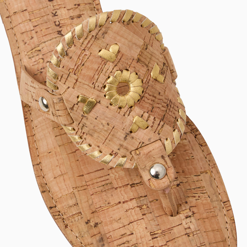 Collins Cork & Metallic Leather Flat Sandal