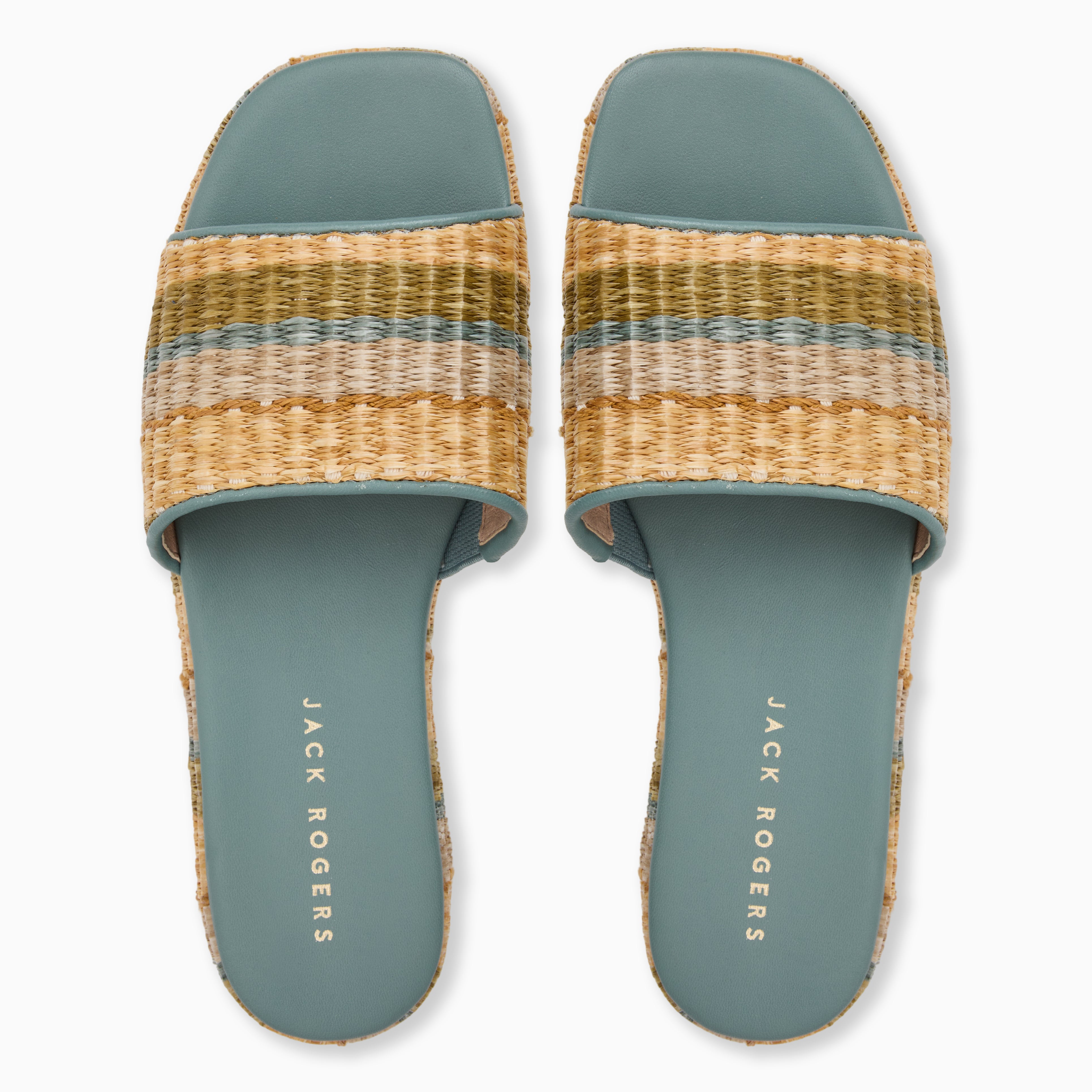Jack Rogers Bay Flatform Shoes — Seafoam Stripe Raffia – Jack
