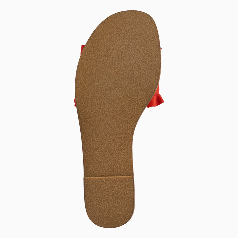 Rozette Leather Ruffle Slide Sandal