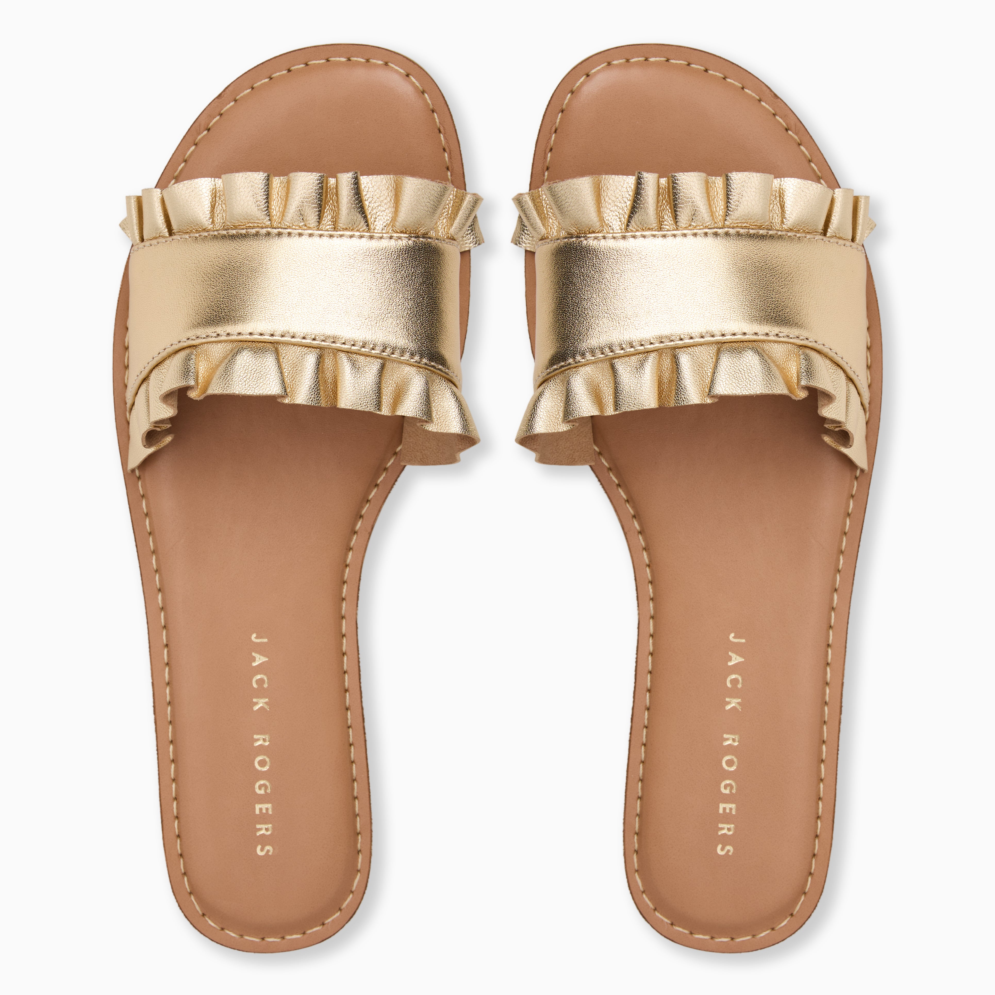 Jack Rogers Rozette Slide Sandals — Gold Metallic – Jack Rogers USA