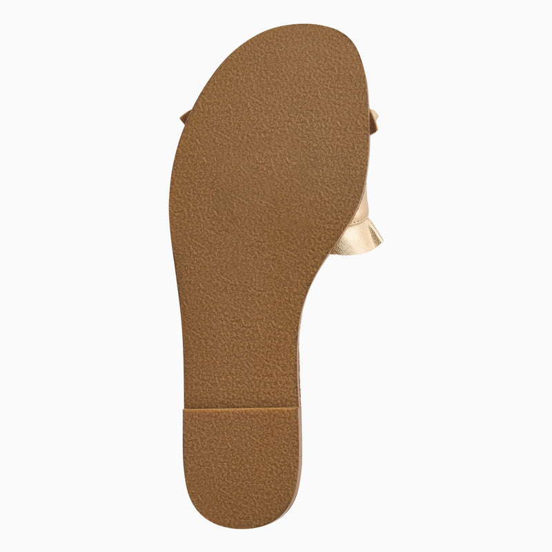 Rozette Leather Ruffle Slide Sandal