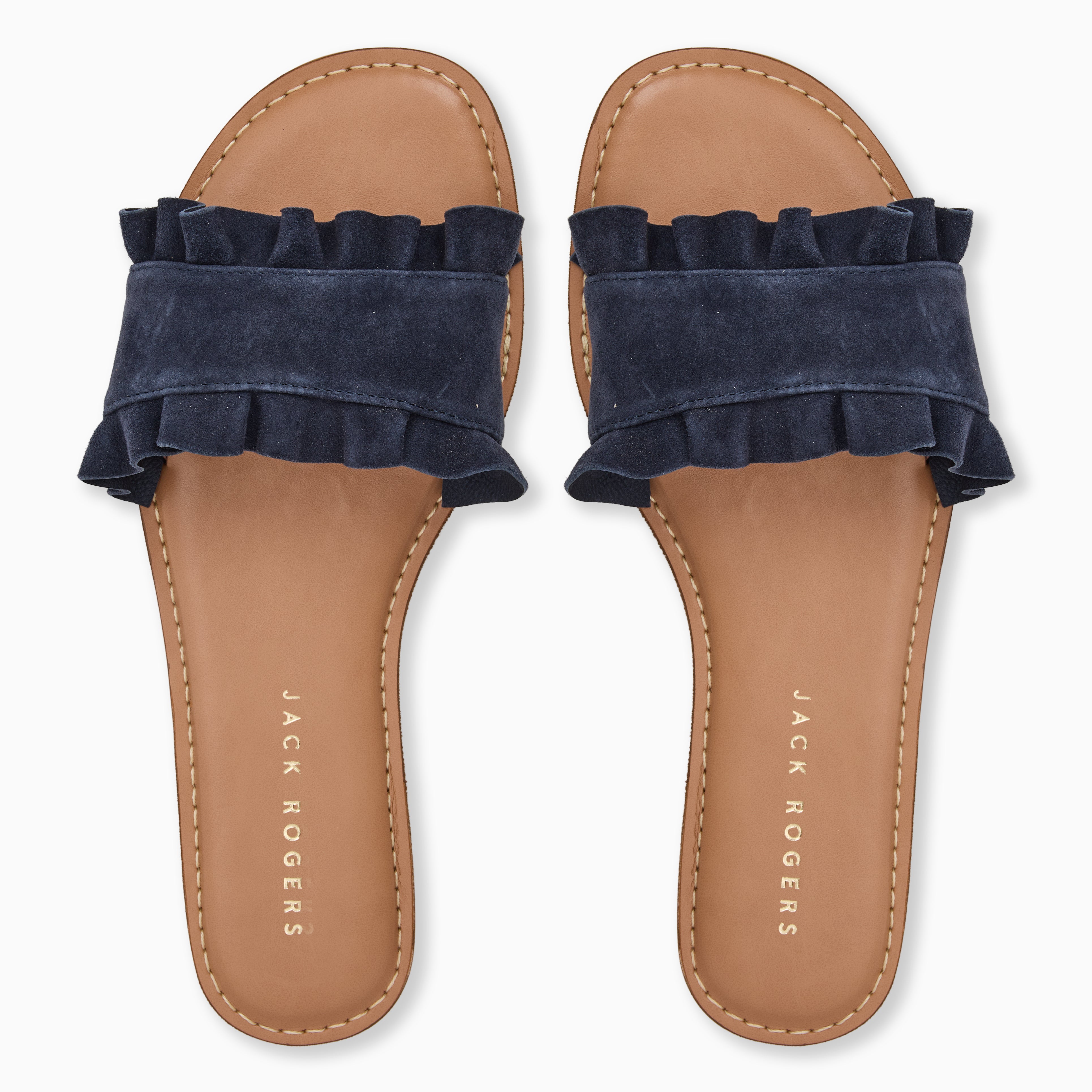 Jack Rogers Rozette Slide Sandals — Midnight Suede – Jack Rogers USA