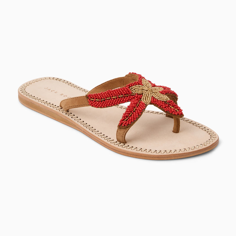 Starland Beaded Suede Flat Sandal