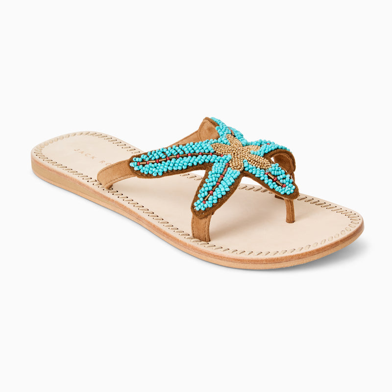 Starland Beaded Suede Flat Sandal