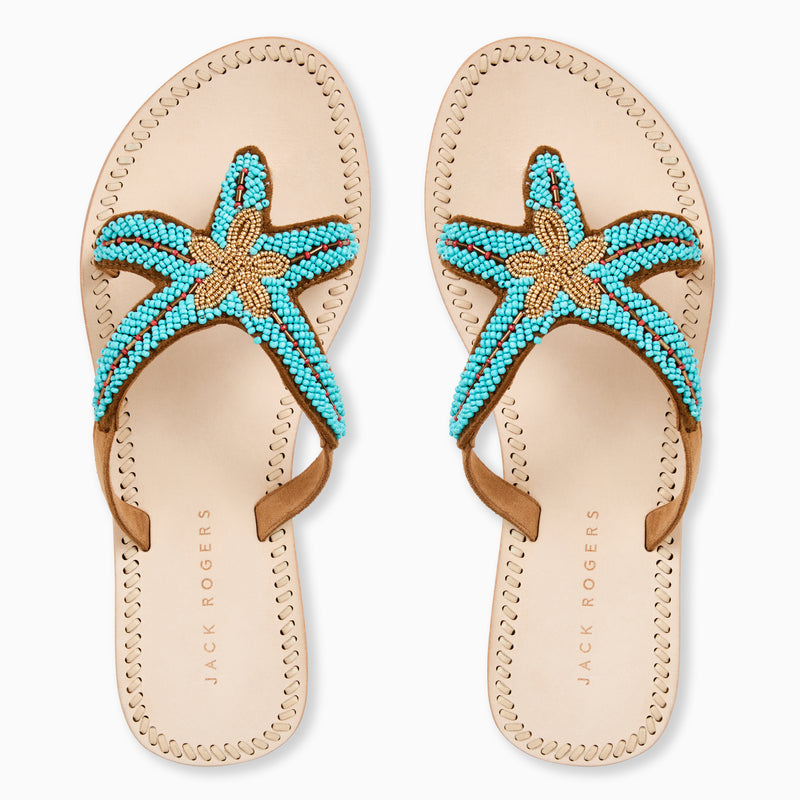 Starland Beaded Suede Flat Sandal