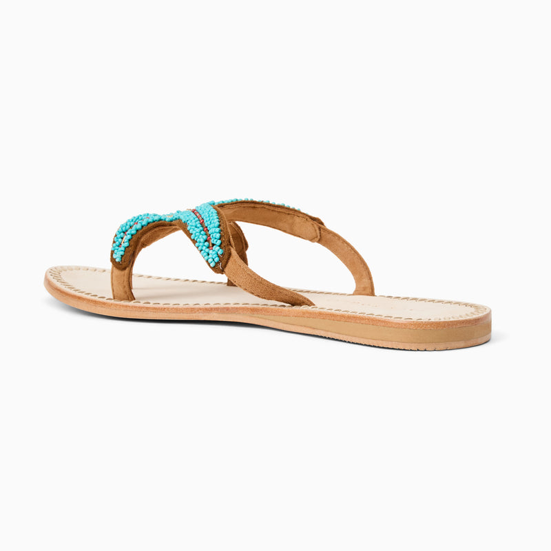Starland Beaded Suede Flat Sandal