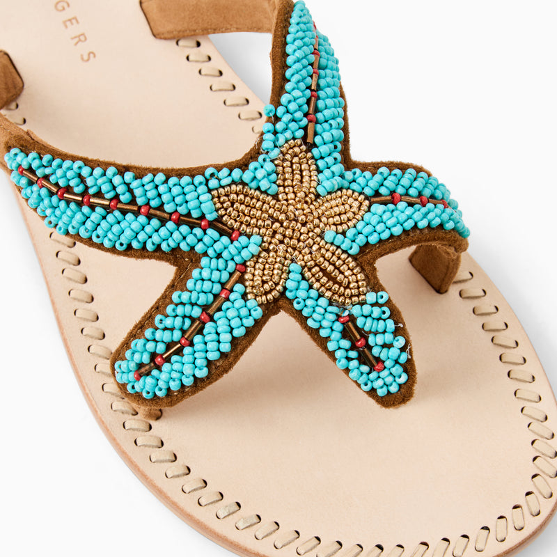 Starland Beaded Suede Flat Sandal