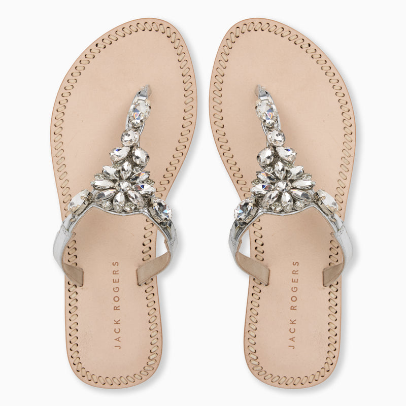 Burgess Jeweled Leather Flat Sandal