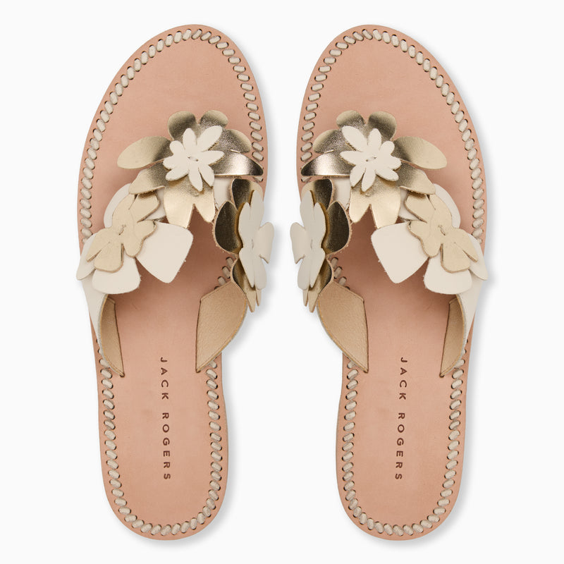 Talahi Leather Floral Flat Sandal