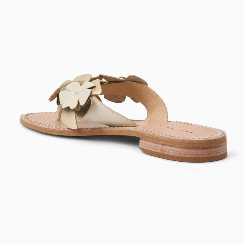 Talahi Leather Floral Flat Sandal