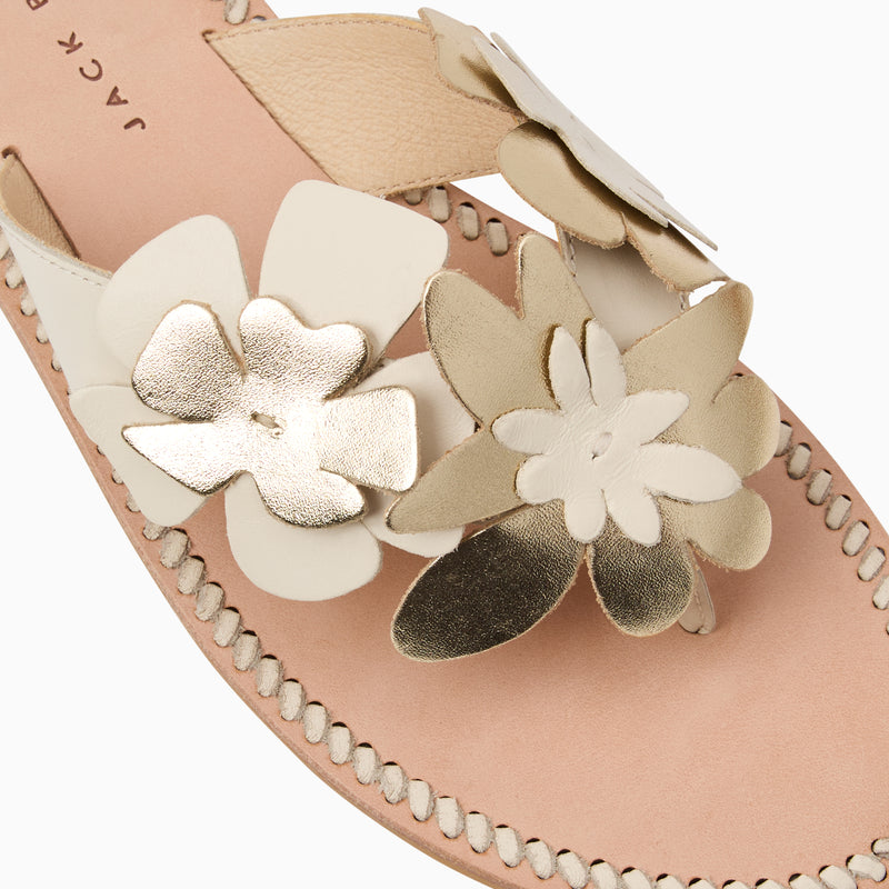 Talahi Leather Floral Flat Sandal