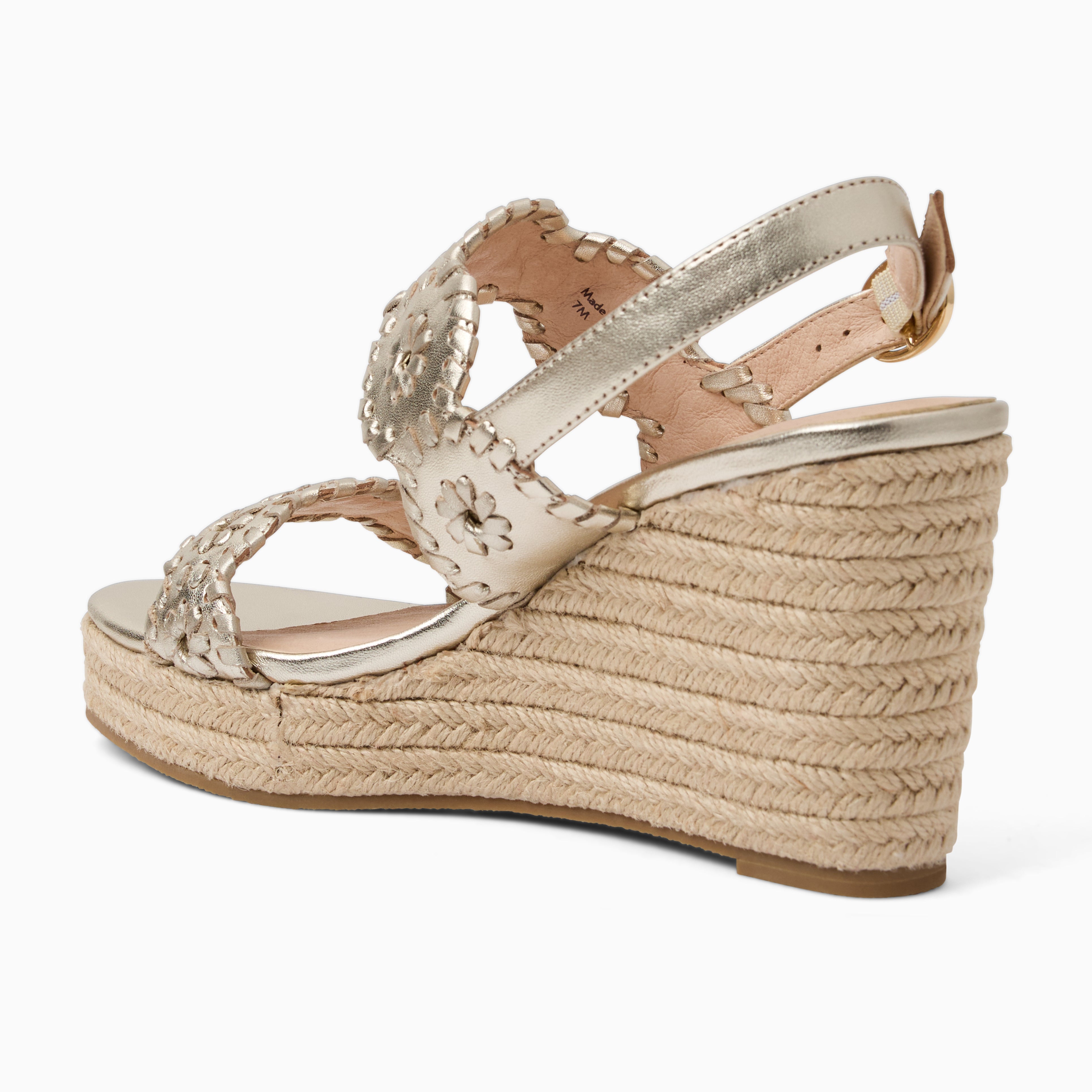 Jack Rogers Laurin Wedge Heels — Platinum Metallic Nappa – Jack