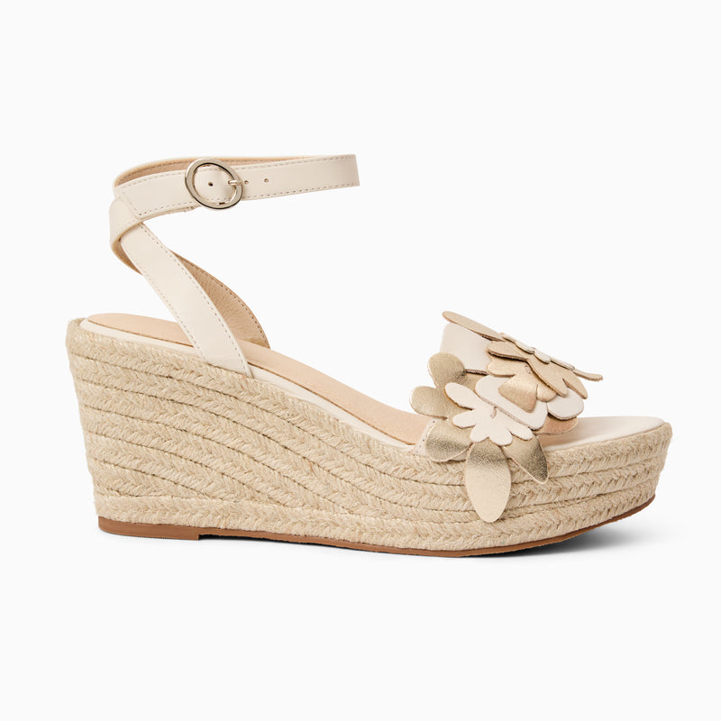 Talahi Leather Floral High Heel Wedge