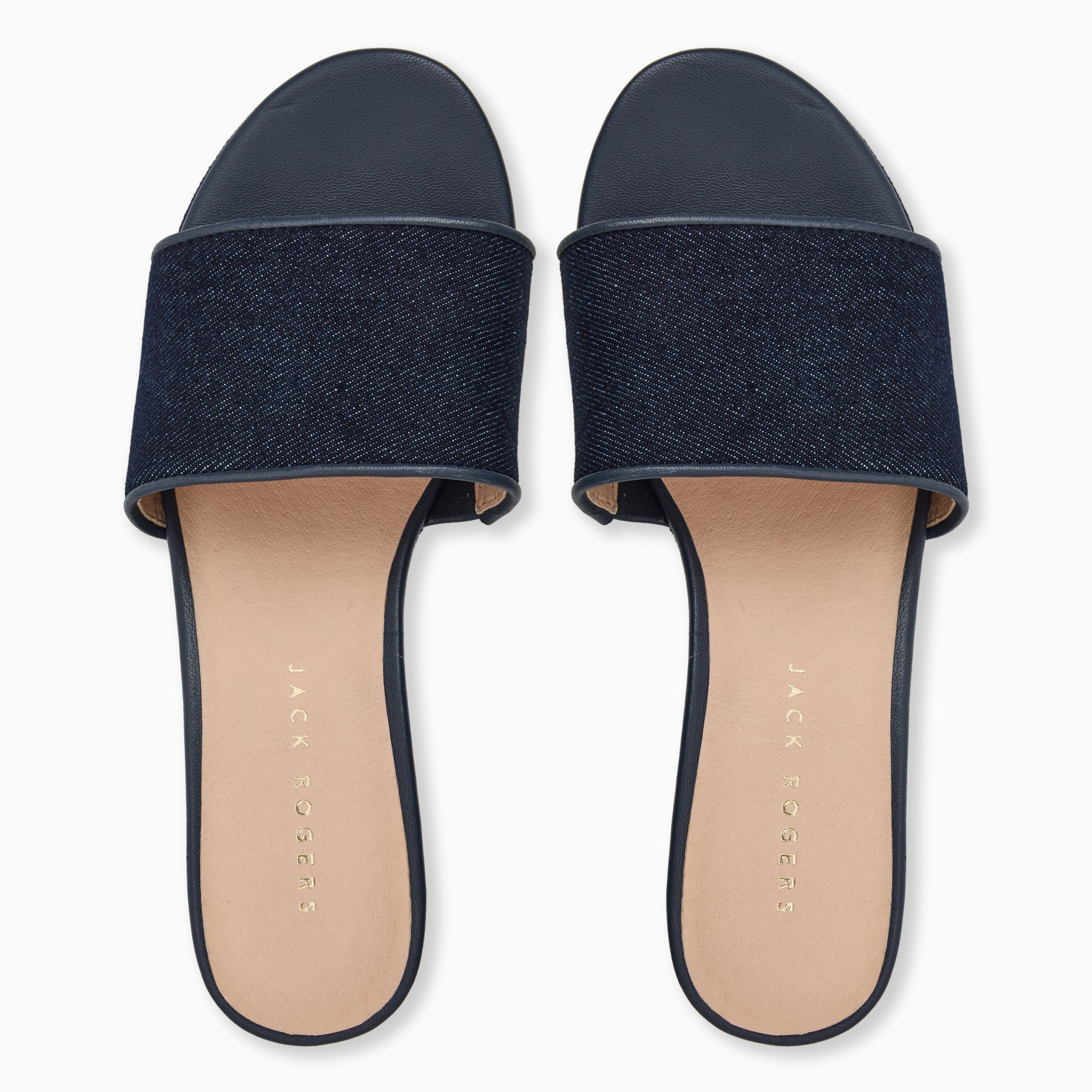 Jack Rogers Bay Mid-Wedge Heels — Indigo Denim – Jack Rogers USA