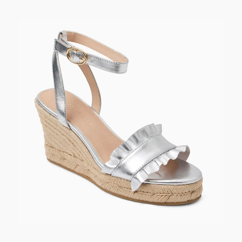 Rozette Leather Ruffle Wedge