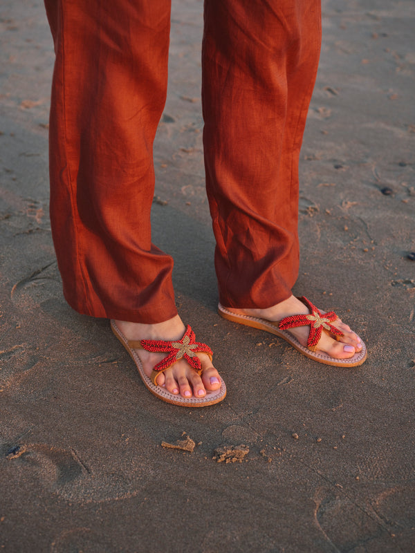 Starland Beaded Suede Flat Sandal
