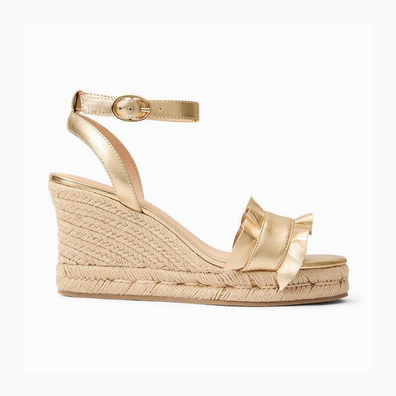 Rozette Leather Ruffle Wedge