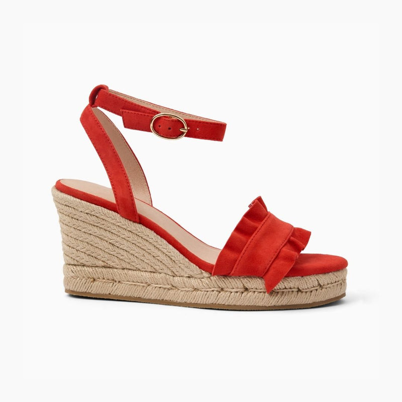 Rozette Suede Ruffle Wedge