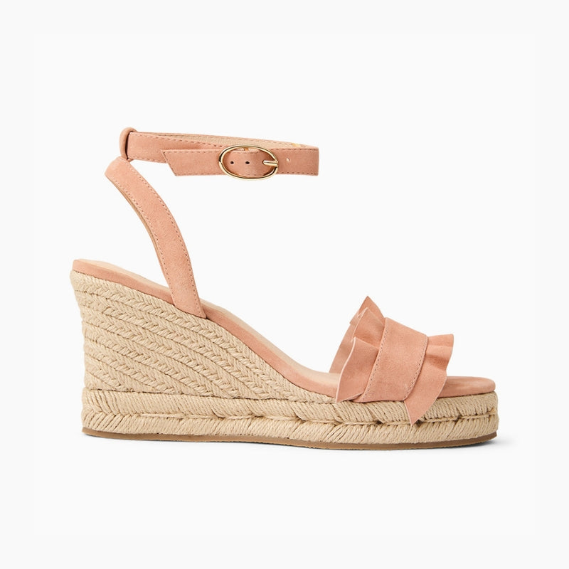 Rozette Suede Ruffle Wedge