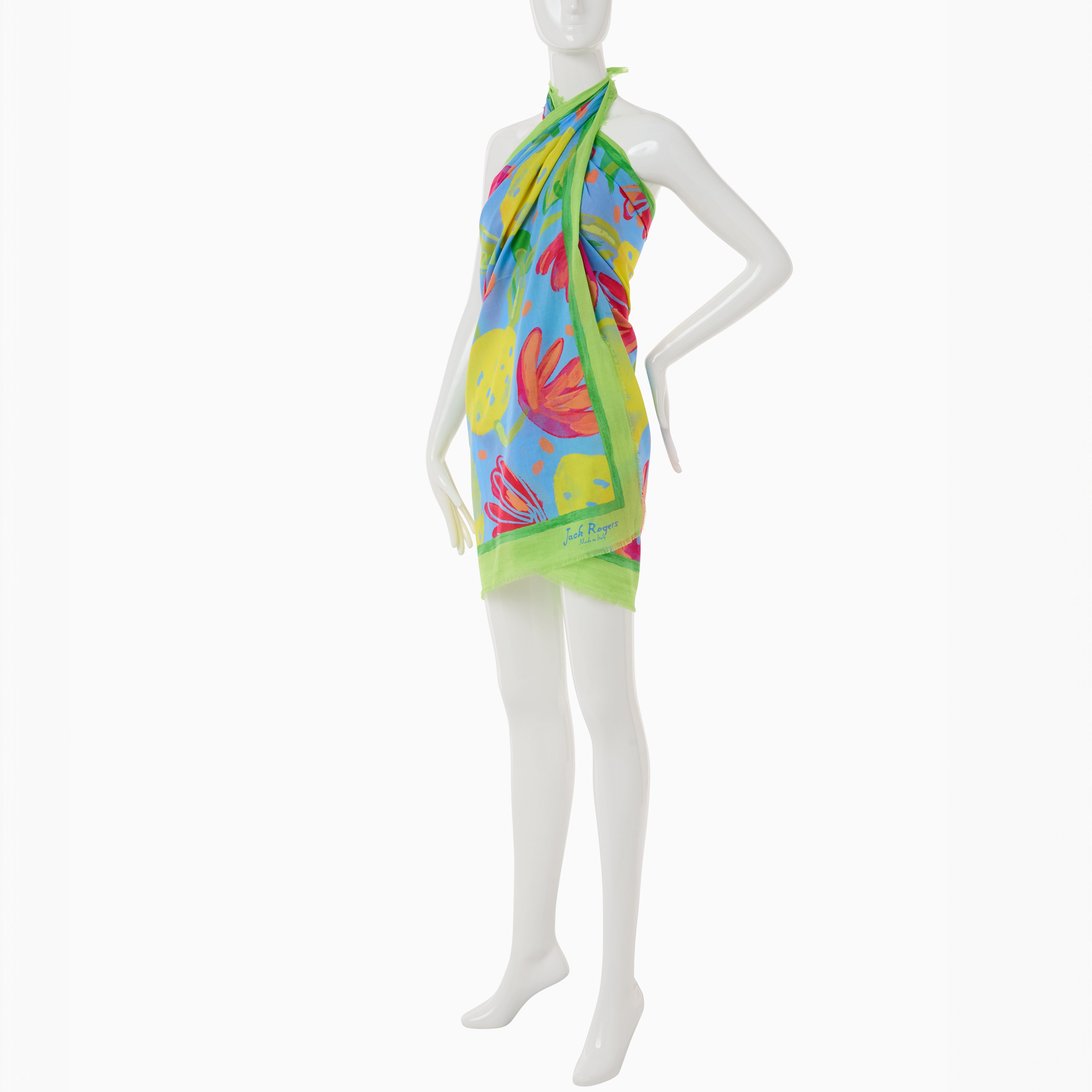 Jack Rogers Jack's Hibiscus Pareo | Printed Yellow Cotton Pareo