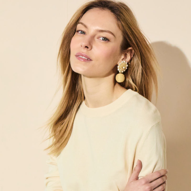 Lily Italian Gold-Plated & Raffia Earrings