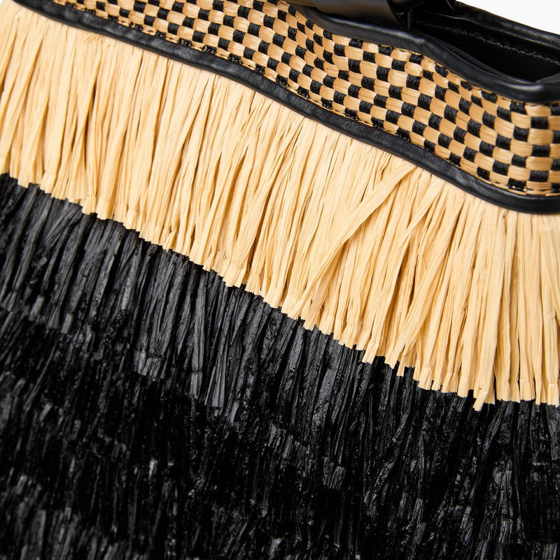 Isola Italian Leather Raffia Shoulder Bag
