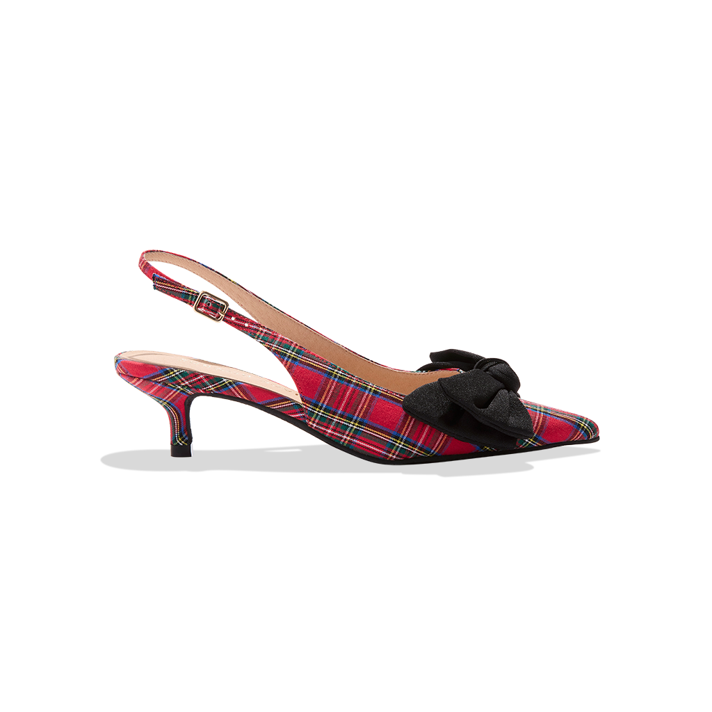 Red and black kitten heel shoes discount