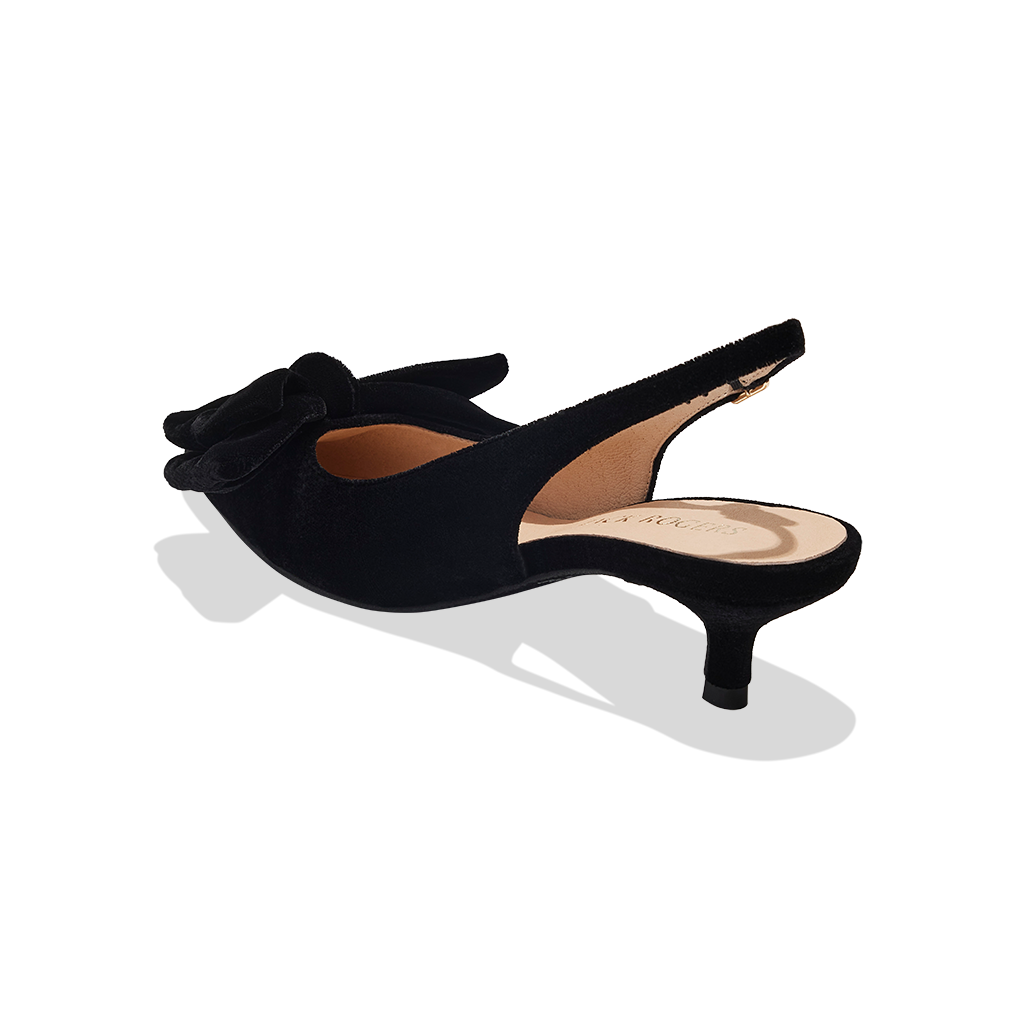 Velvet kitten heel shoes best sale