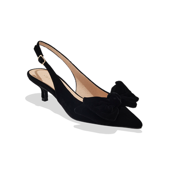 Debra Sling Back Velvet Kitten Heel - 5 / BLACK