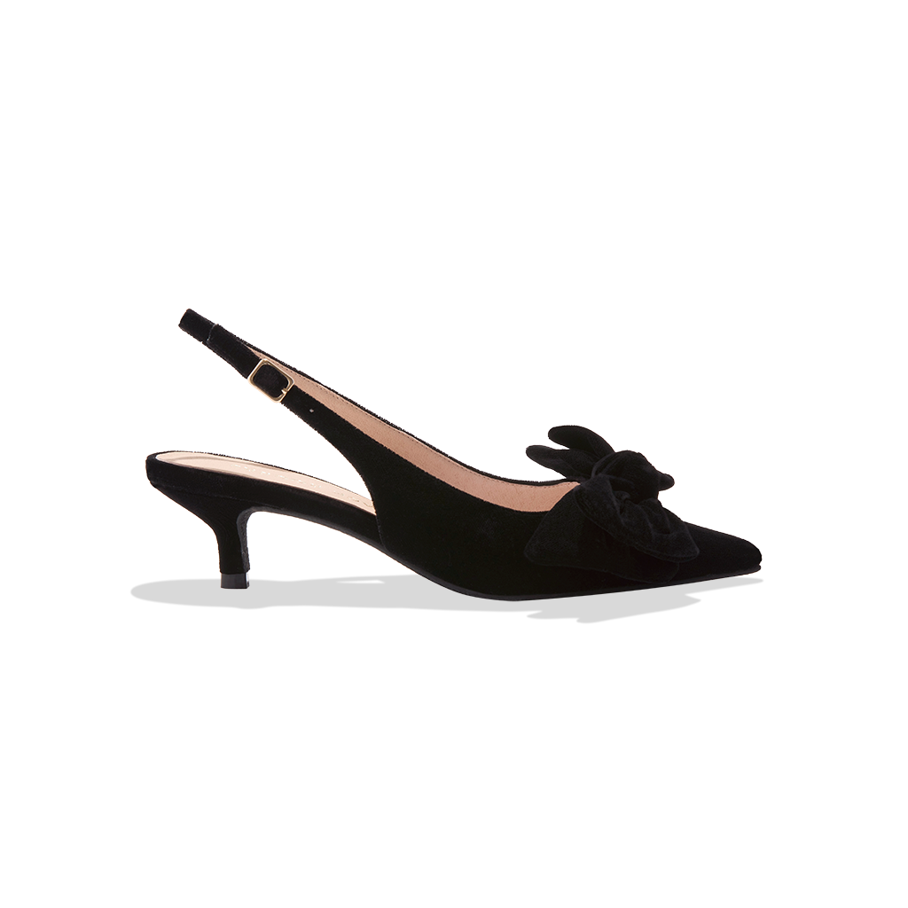 Debra Sling Back Velvet Kitten Heel