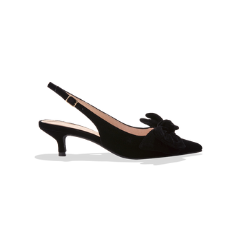 Debra Sling Back Velvet Kitten Heel - 5 / BLACK