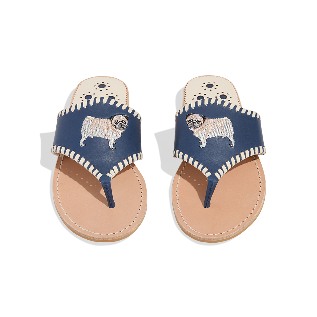 Pug Embroidered Sandal