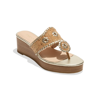 Jacks Stacked Mid Wedge - 5 / METALLIC CORK/PLATINUM