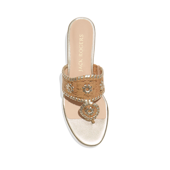 Jacks Stacked Mid Wedge - 5 / METALLIC CORK/PLATINUM
